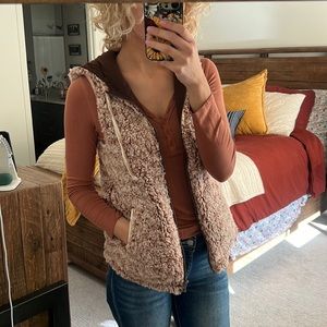 Light Pink Sherpa Vest w Hood